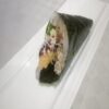 Cono di riso con foglia alga nori, tempura di gamberi, maionese, insalata, patate croccanti, salsa teriyaki